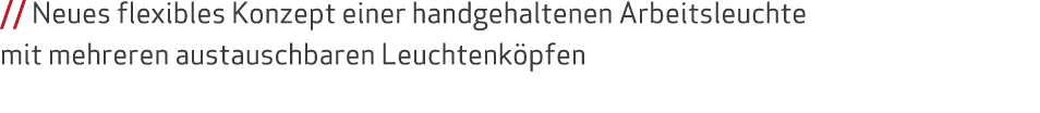 // Neues flexibles Konzept einer handgehaltenen Arbeitsleuchte mit mehreren austauschbaren Leuchtenk pfen